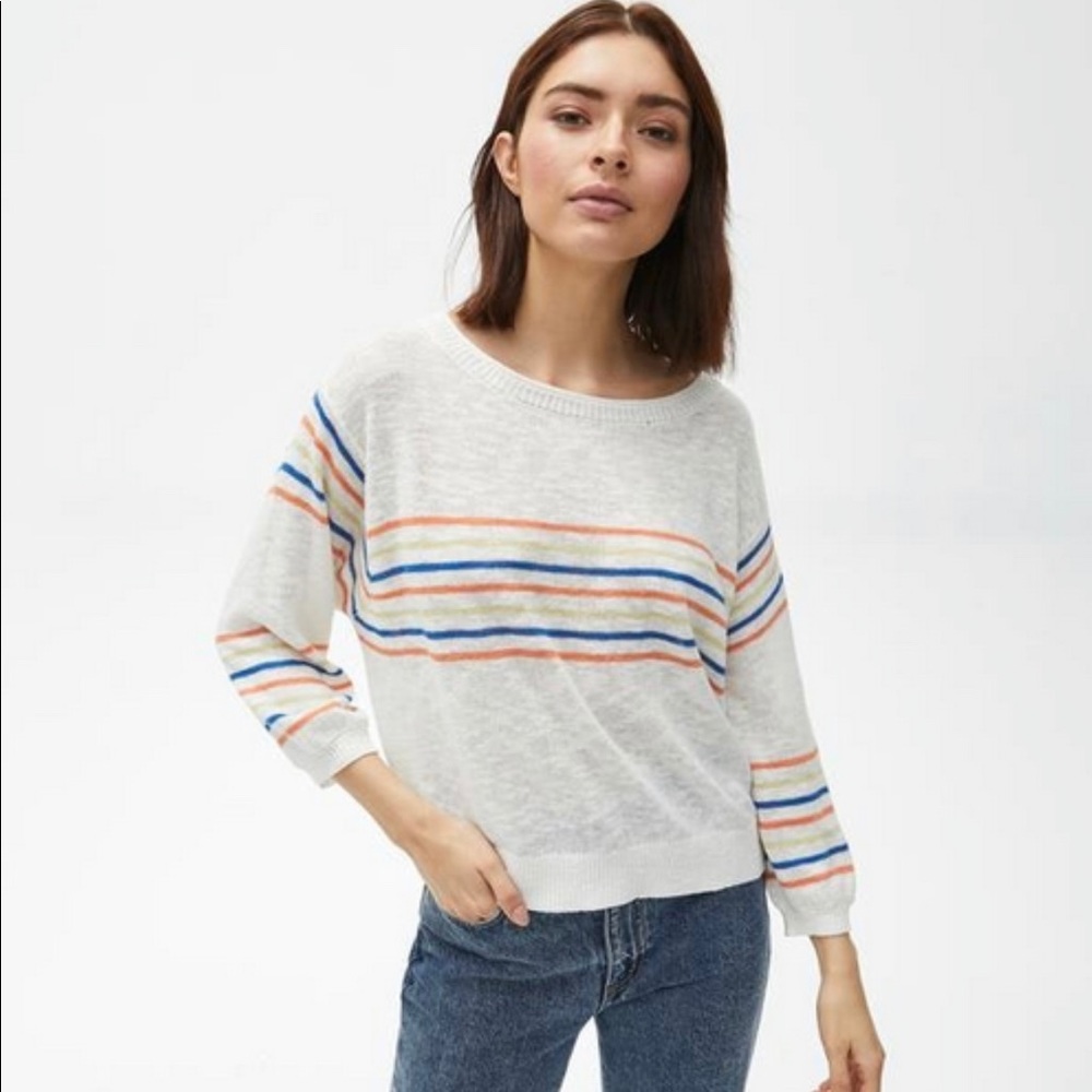 MICHAEL STARS ALEXI VARSITY STRIPE PULLOVER